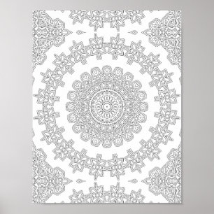 Blommig stjärnring Färgläggnings sida Mönster Kons Poster