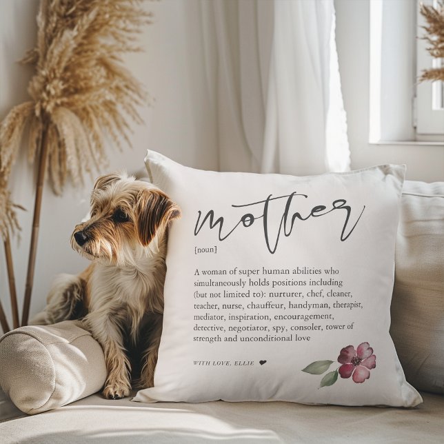 Blommig Substantiv Mamma Mors Dag Kudde (Floral Noun Mother Mother's Day Throw Pillow)
