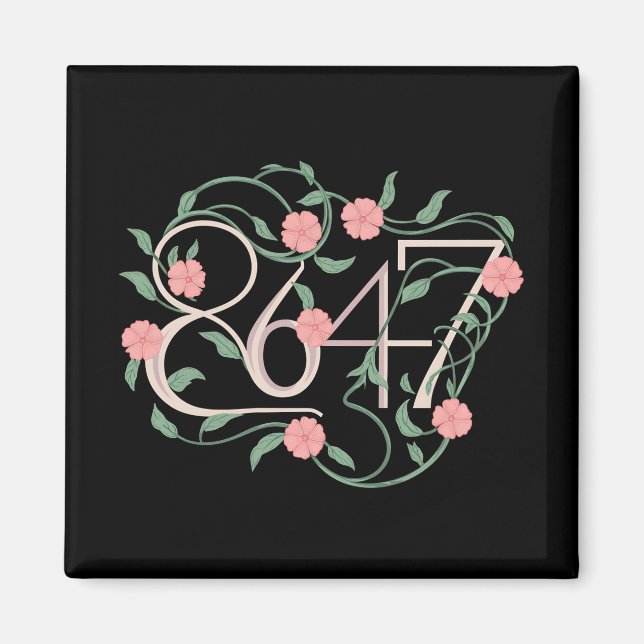 Blommig Subtil Anti Trump 8647 86 47 Boho Magnet (Framsidan)