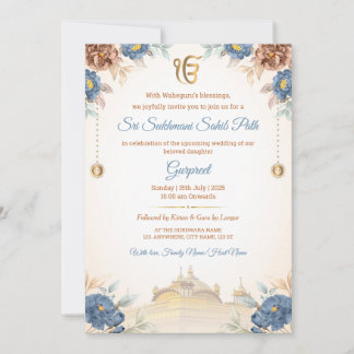 Blommig Sukhmani Sahib Path Inbjudningskort