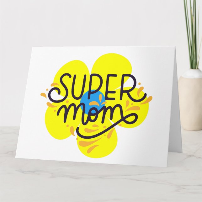 Blommig Super Mamma Kort (Framsida)