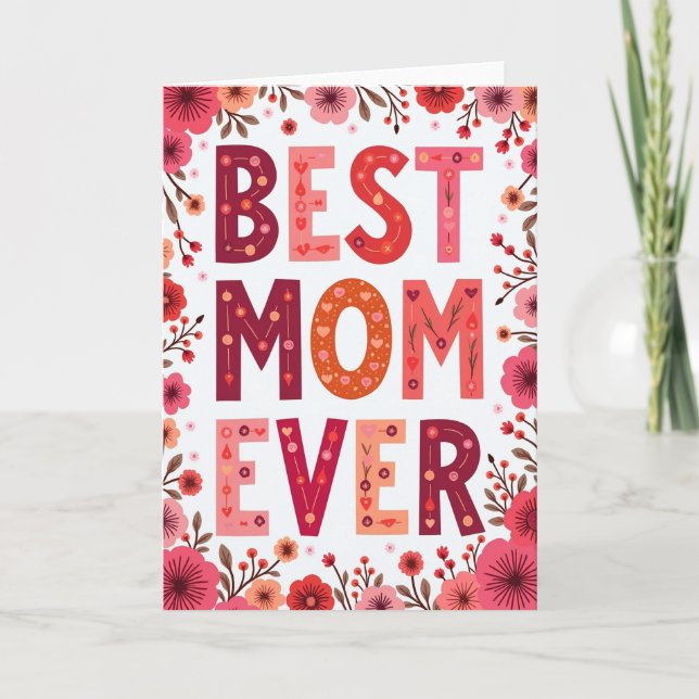 Blommig Superbra Mamma Kort (Framsida)