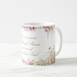 blommig svan chic kalligrafi bröllopsdusch kaffemugg