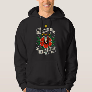 Blommig svärdsemblem Levande hibiskus sommar Hoodie