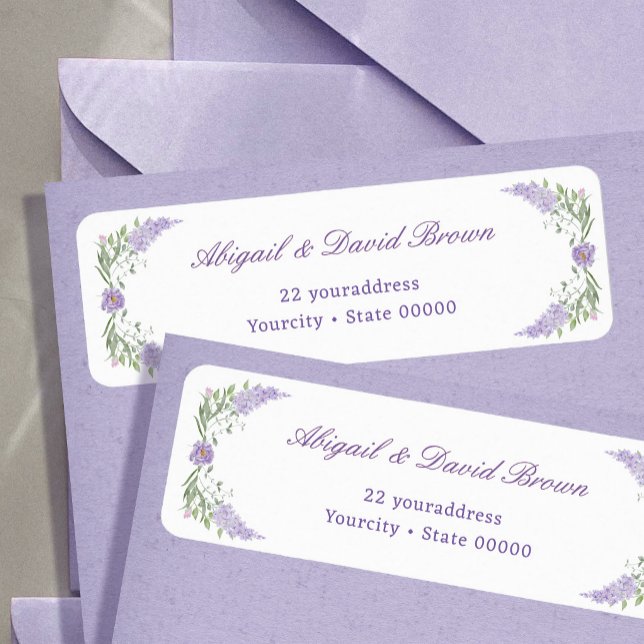 Blommig Syrlilja Lavendel Ram Returadress Etikett (Skapare uppladdad)