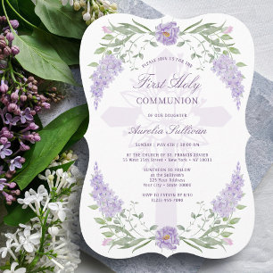Blommig Syrlilja Ram Första Nattvarden Inbjudningar