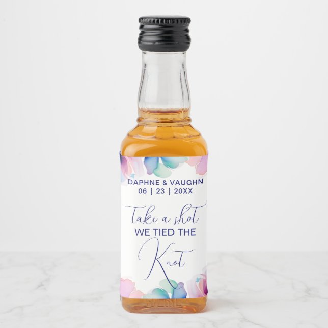 Blommig Ta ett skott vi knöt knuten mini Spritflaskor Etikett (Framsida)