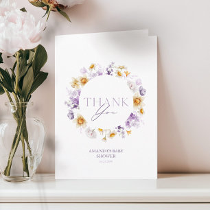 Blommig tackkort för baby shower inbjudan