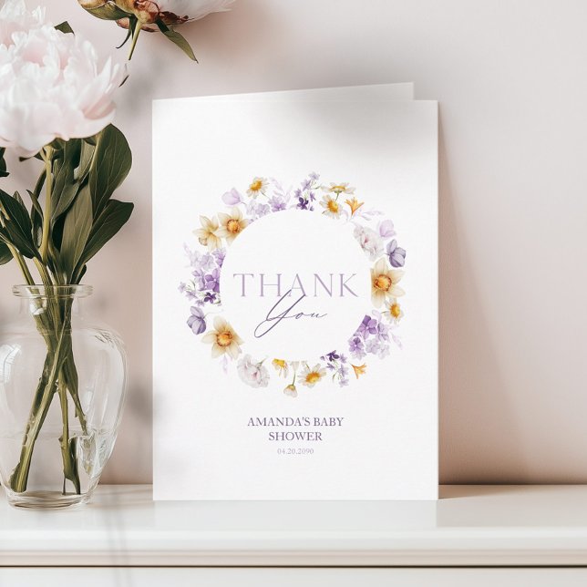 Blommig tackkort för baby shower inbjudan (Skapare uppladdad)