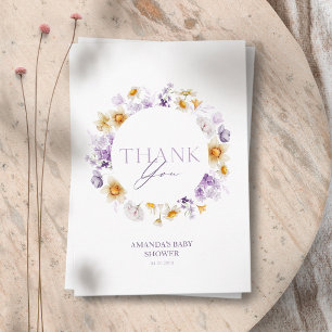 Blommig tackkort för baby shower inbjudningar