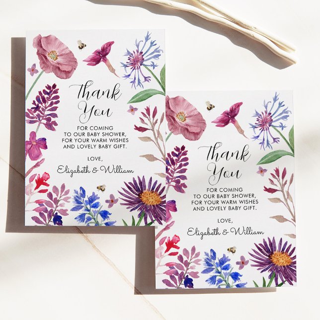Blommig Tacksamhet Baby Shower Tack Kort (Skapare uppladdad)