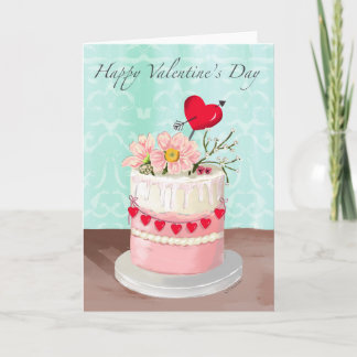 Blommig tårttjej Valentine-kort Kort