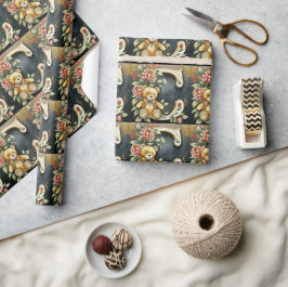 BLommig Teddybjörn bokstav C Presentpapper