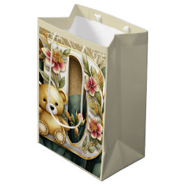 BLommig teddybjörn bokstav D