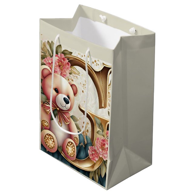 BLommig Teddybjörn bokstav G (Framsidan Vinklad)