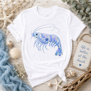 Blommig Tema Keramik Konst Räkor T Shirt