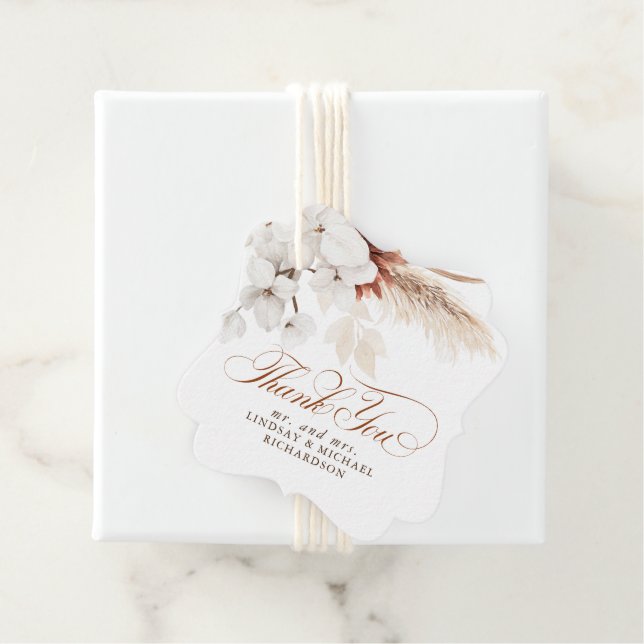 Blommig Terrakotta Vit Boho Bröllop Tack Gåvor Etiketter (På plats)