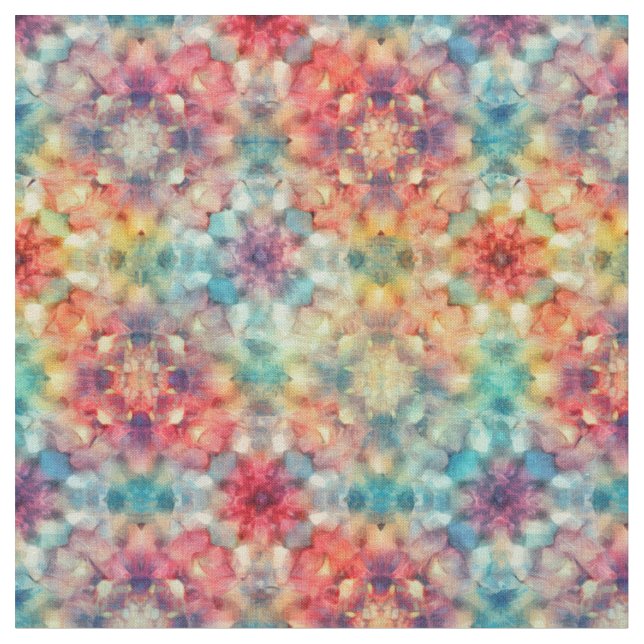 Blommig Tie-dye Tyg (Närbild)