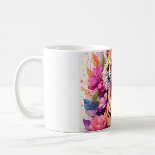 Blommig Tiger Mugg - Rosa Tiger Kaffemugg - Andlig