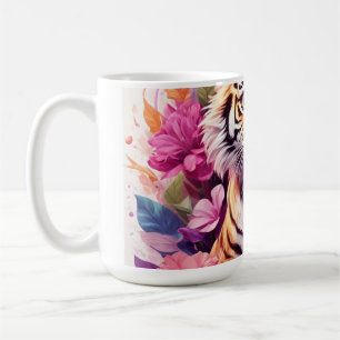 Blommig Tiger Mugg - Rosa Tiger Kaffemugg - Andlig
