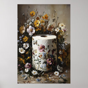 Blommig toalettpappersrulle-utskrift, Dark Academi Poster
