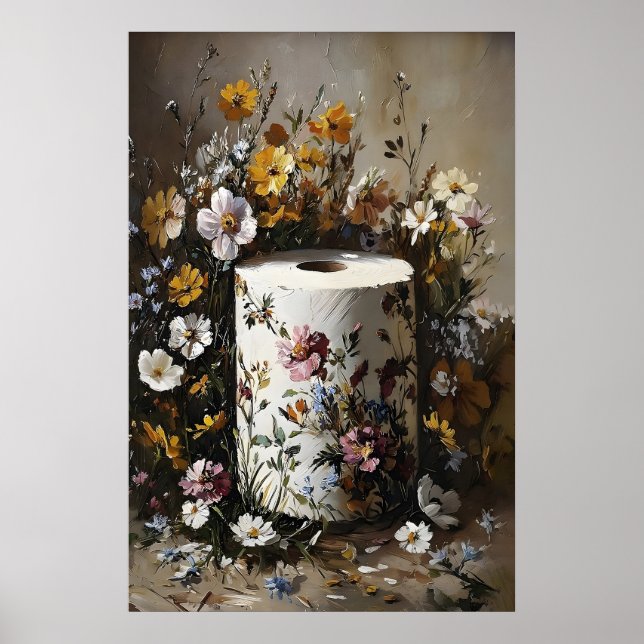Blommig toalettpappersrulle-utskrift, Dark Academi Poster (Framsidan)
