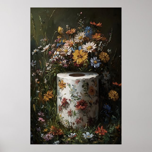 Blommig toalettpappersrulle utskrift, Mörk Akademi Poster (Framsidan)