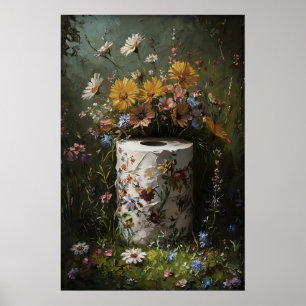 Blommig toalettpappersrulletryck, Mörk Akademi Poster