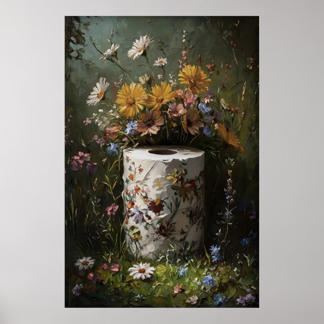 Blommig toalettpappersrulletryck, Mörk Akademi Poster (Framsidan)