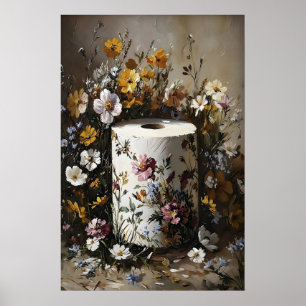 Blommig toalettpappersrulletryck, Mörk Akademi Poster