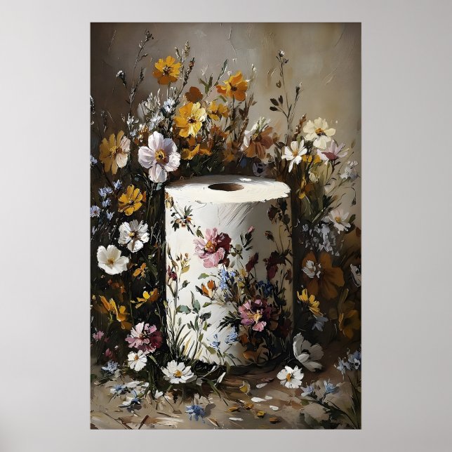 Blommig toalettpappersrulletryck, Mörk Akademi Poster (Framsidan)