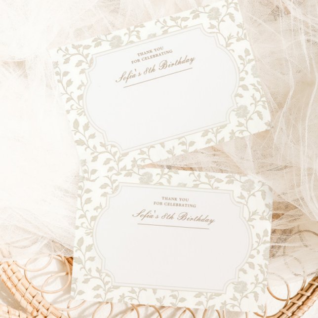 Blommig Toile Neutral Brun  Tack Kort (Skapare uppladdad)