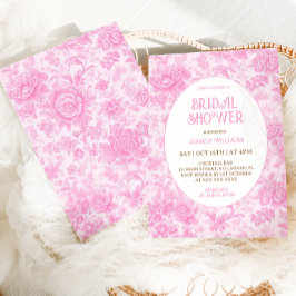 Blommig Toile Rosa Fransk Viktoriansk Bröllopsdusc Inbjudningar