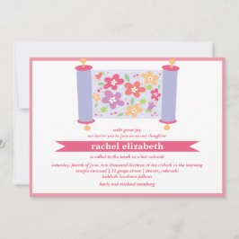 Blommig Torahrörelse Bat Mitzvah-inbjudan Inbjudningar