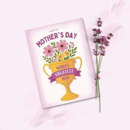 Blommig trofé Mors dag Lila Helgkort