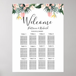 Blommig Tropisk Bröllopsställning för Destinationb Poster