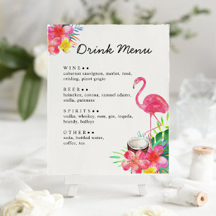 Blommig Tropisk Paradis Flamingo Dryckesmeny Poster