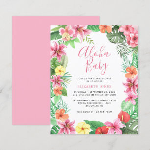 Blommig Tropisk Sommar Rosa Aloha Baby Shower