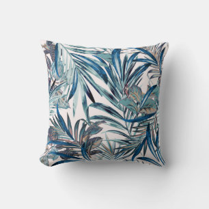 Blommig tropisk vintagemönster med palm  kudde
