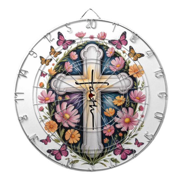 Blommig Tros Kors  Darttavla (Framsidan)