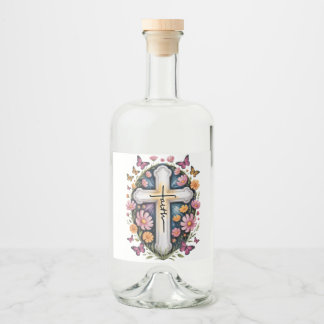 Blommig Tros Kors Spritflaskor Etikett