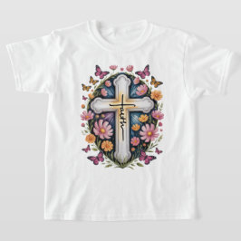 Blommig Tros Kors T Shirt