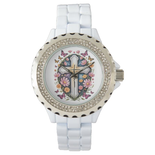 Blommig Troskors  Armbandsur (Framsida)