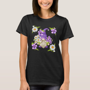 Blommig tusenskönablommuster för vår lila viol t shirt