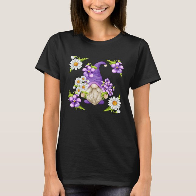 Blommig tusenskönablommuster för vår lila viol t shirt (Framsida)