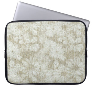 Blommig tusenskönastjock krämtextur laptop fodral