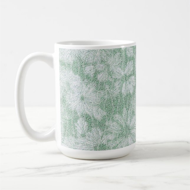 Blommig tusenskönastorlek sammetslen mintgrön  kaffemugg (Vänster)
