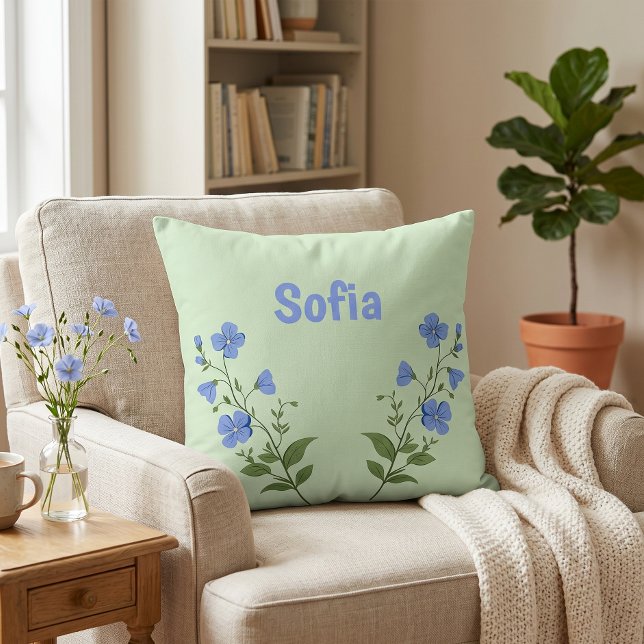 Blommig tusensköns modern personlig söt elegant bl kudde (Skapare uppladdad)