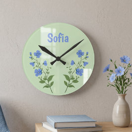 Blommig tusensköns modern personlig söt elegant bl rund klocka