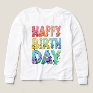 Blommig Typsnitts-T-Shirt för födelsedagen | Söt F T Shirt